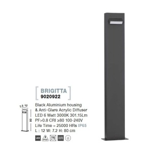 Stalp LED mediu pentru iluminat exterior IP65 BRIGITTA 205675 universul-luminii.ro