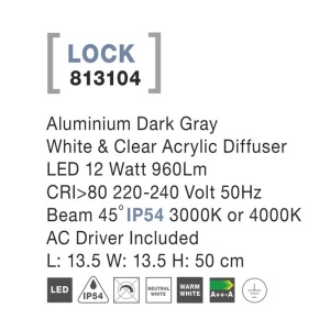 Stalp LED pentru iluminat exterior IP54 LOCK NVL-813104 79205 universul-luminii.ro