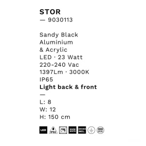 Stalp negru de exterior LED IP65 Stor H-150cm 251315 universul-luminii.ro