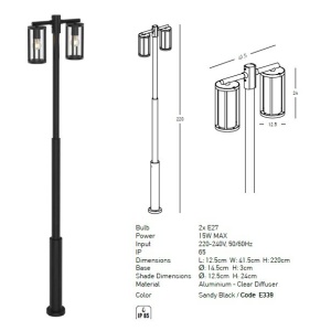 Stalp pentru iluminat exterior decorativ IP65 Mary H-220cm 154235 universul-luminii.ro