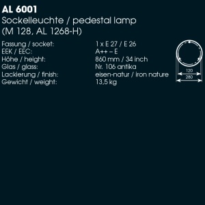 Stalp piedestral iluminat exterior design medieval cu felinar rotund si acoperis nituit, din fier forjat, inaltime 86cm, AL 6001 64045 universul-luminii.ro