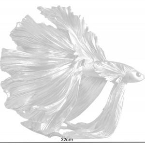 Statueta decorativa extravaganta Fisch Crowntail 35cm, argintiu - Img 2