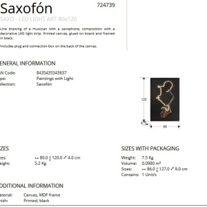 Tablou de perete decorativ cu iluminat Saxofon - Img 9