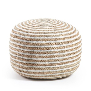 Taburete rotund din iuta SAMY 50x35 natural/ alb AA1102FN05 JG