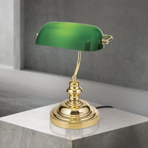 Veioza birou / Lampa de masa clasica Bankers LA 4-587/1 MS/grun OR