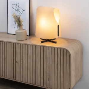 Veioza/Lampa de masa design decorativ LUANG M Black/camel - Img 6