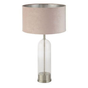 Veioza/Lampa de masa design decorativ Oxford nickel/roz 139835 universul-luminii.ro