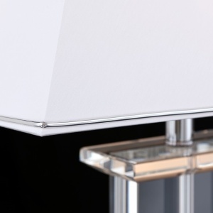 Veioza, lampa de masa design LUX VERONIQUE, crom/ abajur alb 197375 universul-luminii.ro