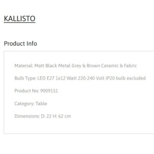Veioza, Lampa de masa design modern KALLISTO 152235 universul-luminii.ro