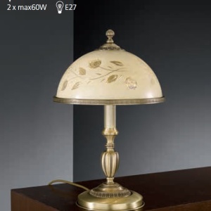 Veioza / Lampa de masa din alama cu sticla decorata design italian H-48cm 6208 201465 universul-luminii.ro