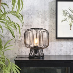 Veioza, lampa de masa eco din bambus Cango negru, 30x26cm 90955 universul-luminii.ro