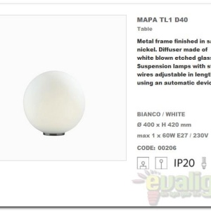Veioza, lampa de masa glob diametru 40cm MAPA TL1 D40 000206 - Img 5