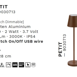Veioza/Lampa de masa LED portabila exterior IP54 PETIT maro 238435 universul-luminii.ro