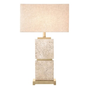 Veioza, Lampa de masa LUX cu baza din travertin Newton 113655 universul-luminii.ro