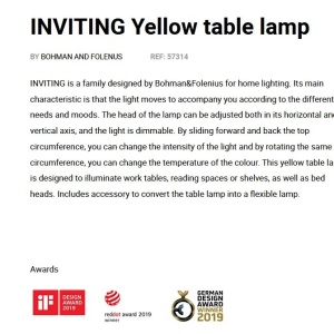 Veioza LED dimabila / Lampa de birou design ultra-modern INVITING galbena 215015 universul-luminii.ro