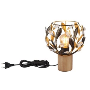 Veioza MIKA neagra din metal si lemn pentru dormitor 248055 universul-luminii.ro
