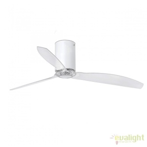 Ventilator de tavan modern cu telecomanda MINI TUBE FAN alb mat/transparent 32039