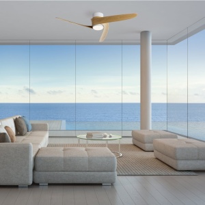 Ventilator smart Bluetooth si telecomanda GROENLAND S, alb/ lemn