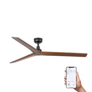Ventilator smart sistem TUYA si telecomanda KLIM L 150cm, negru/ nuc