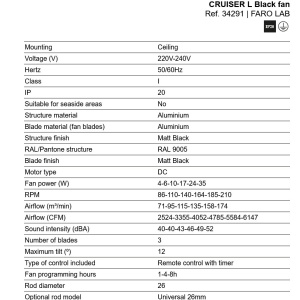Ventilator tavan cu telecomanda CRUISER L negru - Img 6