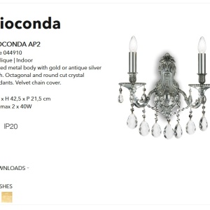 Aplica cristal Venezian argintiu GIOCONDA AP2 ARGENTO 044910 46706 universul-luminii.ro