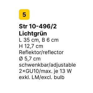 Aplica cu 2 spoturi directionabile stil minimalist PENN, verde deschis 163326 universul-luminii.ro