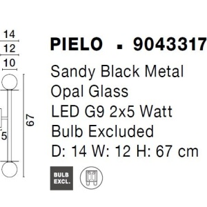 Aplica cu 2 surse de iluminat design modern Pielo negru 115906 universul-luminii.ro