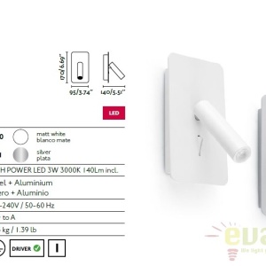 Aplica cu reader LED design modern minimalist SUAU gri 62121 62506 universul-luminii.ro