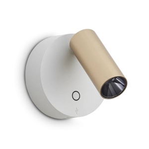 Aplica cu reader LED directionabil USB-C ELF AP ORO+BIANCO