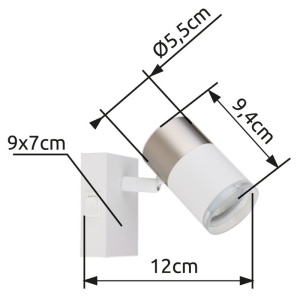 Aplica cu Spot directionabil BRISBON nickel/alb 236296 universul-luminii.ro