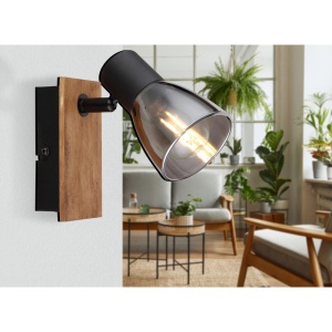 Aplica cu spot directionabil design modern CLAUDE negru, maro 114296 universul-luminii.ro