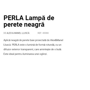 Aplica de perete baie cu protectie IP44 PERLA black 101606 universul-luminii.ro
