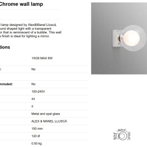 Aplica de perete baie cu protectie IP44 PERLA Chrome 40086 61136 universul-luminii.ro