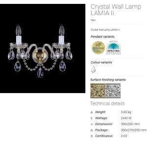 Aplica de perete Cristal Bohemia Exclusive LAMIA II. CE 49236 universul-luminii.ro