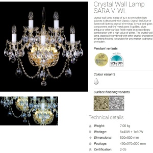 Aplica de perete Cristal Bohemia Exclusive SARA V. CE 176736 universul-luminii.ro