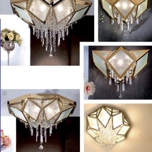 Aplica de perete cristal Swarovski Spectra design de lux Oktogon 30cm 24K gold plated 198556 universul-luminii.ro