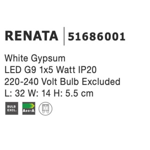 Aplica de perete cu iluminat ambiental gips alb RENATA 84986 universul-luminii.ro