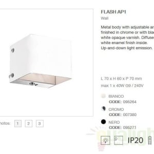 Aplica de perete cu iluminat up-and-down, FLASH AP1 alb 095264 61336 universul-luminii.ro