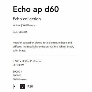 Aplica de perete cu lumina LED ambientala ECHO AP D60 NERO - Img 2