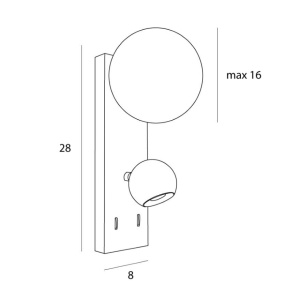Aplica de perete cu reader LED Atom - Img 3