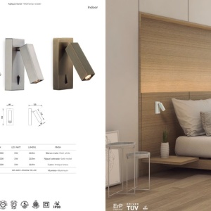 Aplica de perete cu reader LED, Tarifa alb MA-6070 - Img 3