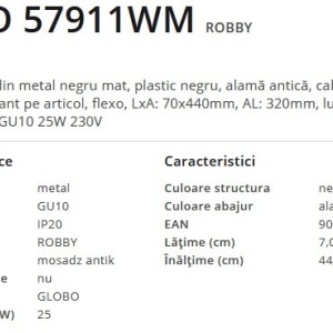Aplica de perete cu spot directionabil design modern Robby alama antic 57876 universul-luminii.ro