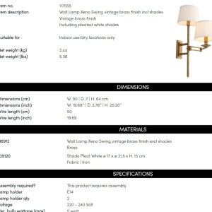 Aplica de perete design LUX cu brat articulat Xeno Swing 236356 universul-luminii.ro
