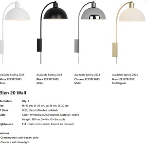 Aplica de perete design minimalist scandinav Ellen 20 Black 220806 universul-luminii.ro