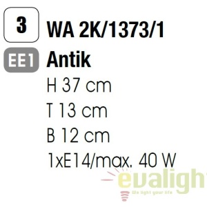 Aplica de perete design rustic Rusticka WA 2K/1373/1 Antik OR 47426 universul-luminii.ro
