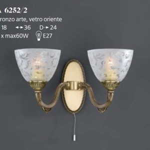 Aplica de perete din alama 2 brate design italian 6252 102276 universul-luminii.ro
