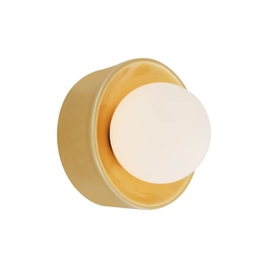 Aplica de perete din ceramica galben mustar si sticla Rainbow