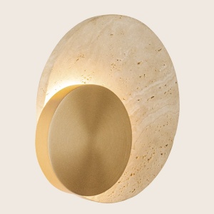 Aplica de perete din travertin si disc auriu LED VETRO - Img 4