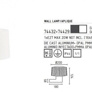 Aplica de perete exterior 74432+glob 74429 Muffin 178316 universul-luminii.ro