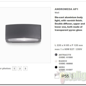 Aplica de perete exterior cu iluminat up-and-down IP55 ANDROMEDA AP1 alb 66868 46166 universul-luminii.ro